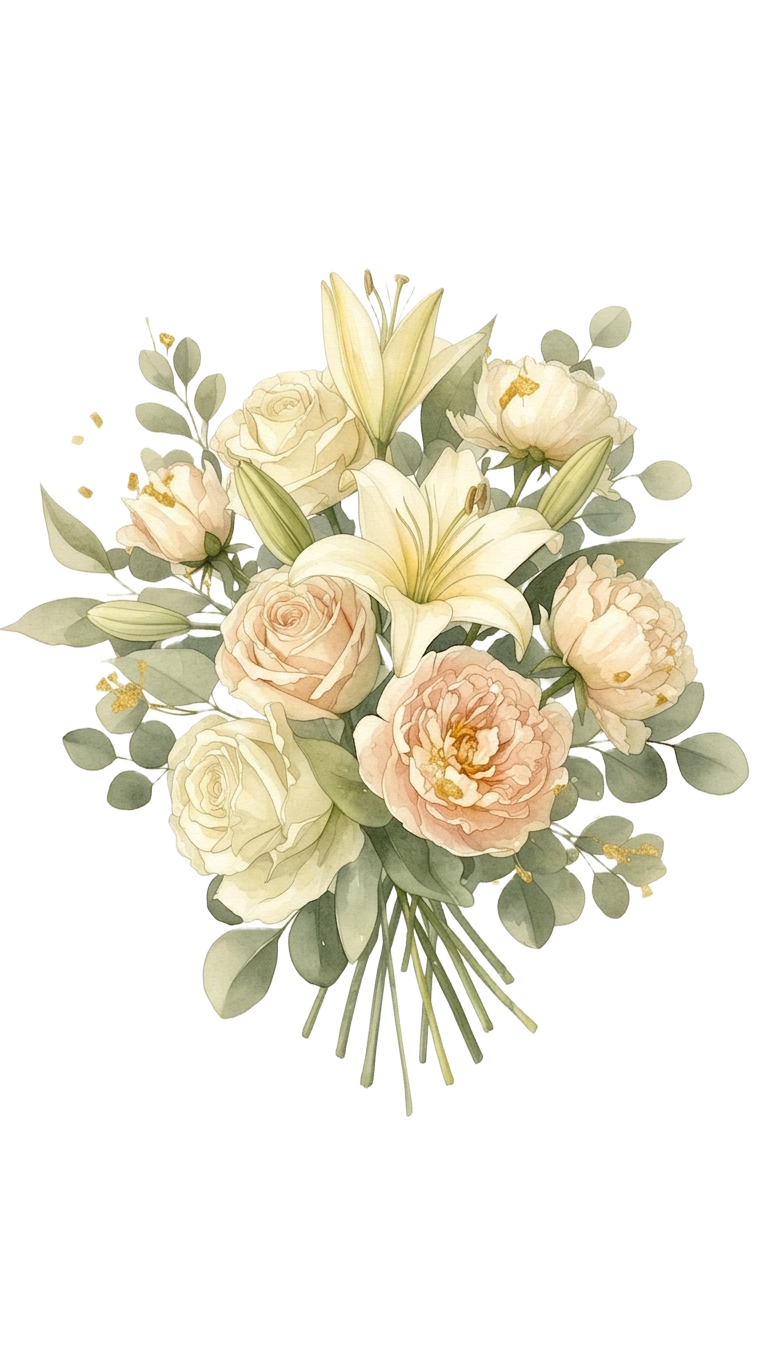 Aquarela suave de um buquê de flores