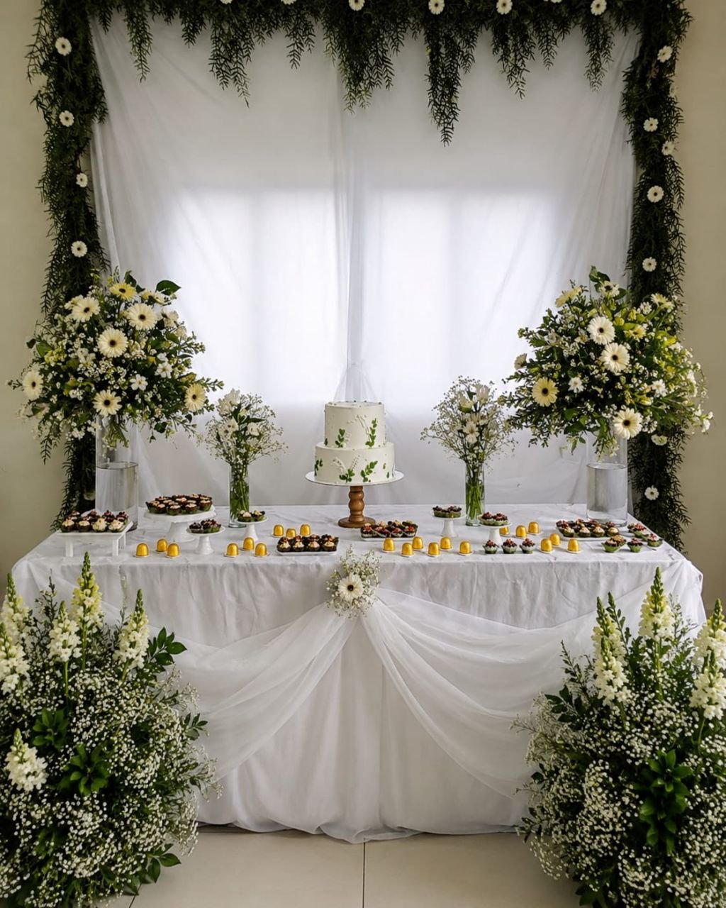 Mesa do Bolo: Decoração Floral — decoração floral para casamento em São Paulo
